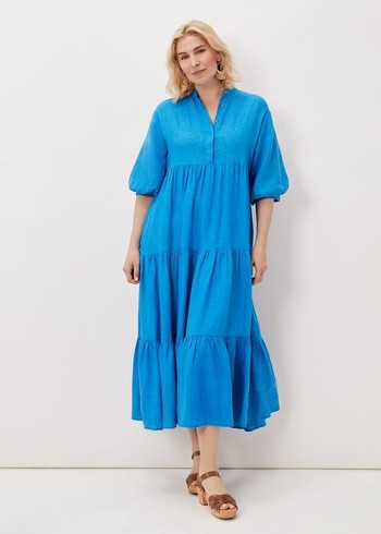 Phase Eight Gracie Tiered Dress Blue USA | 5164238-JC